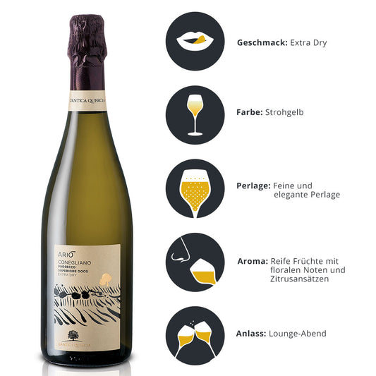 L'Antica Quercia Ario Extra Dry mit Aromen und Speiseempfehlungen